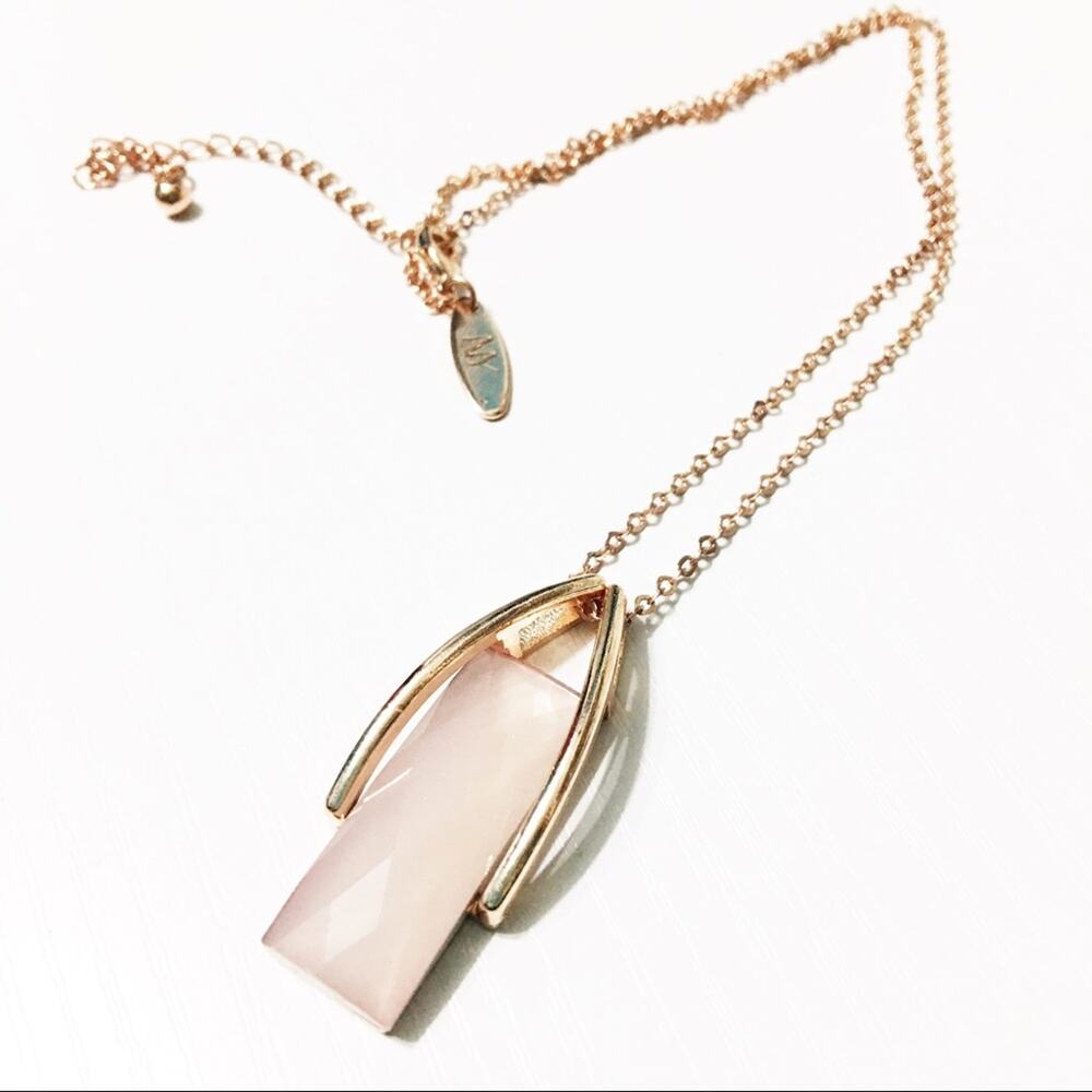 NY&Co Pink & Rose Gold Wishbone Necklace